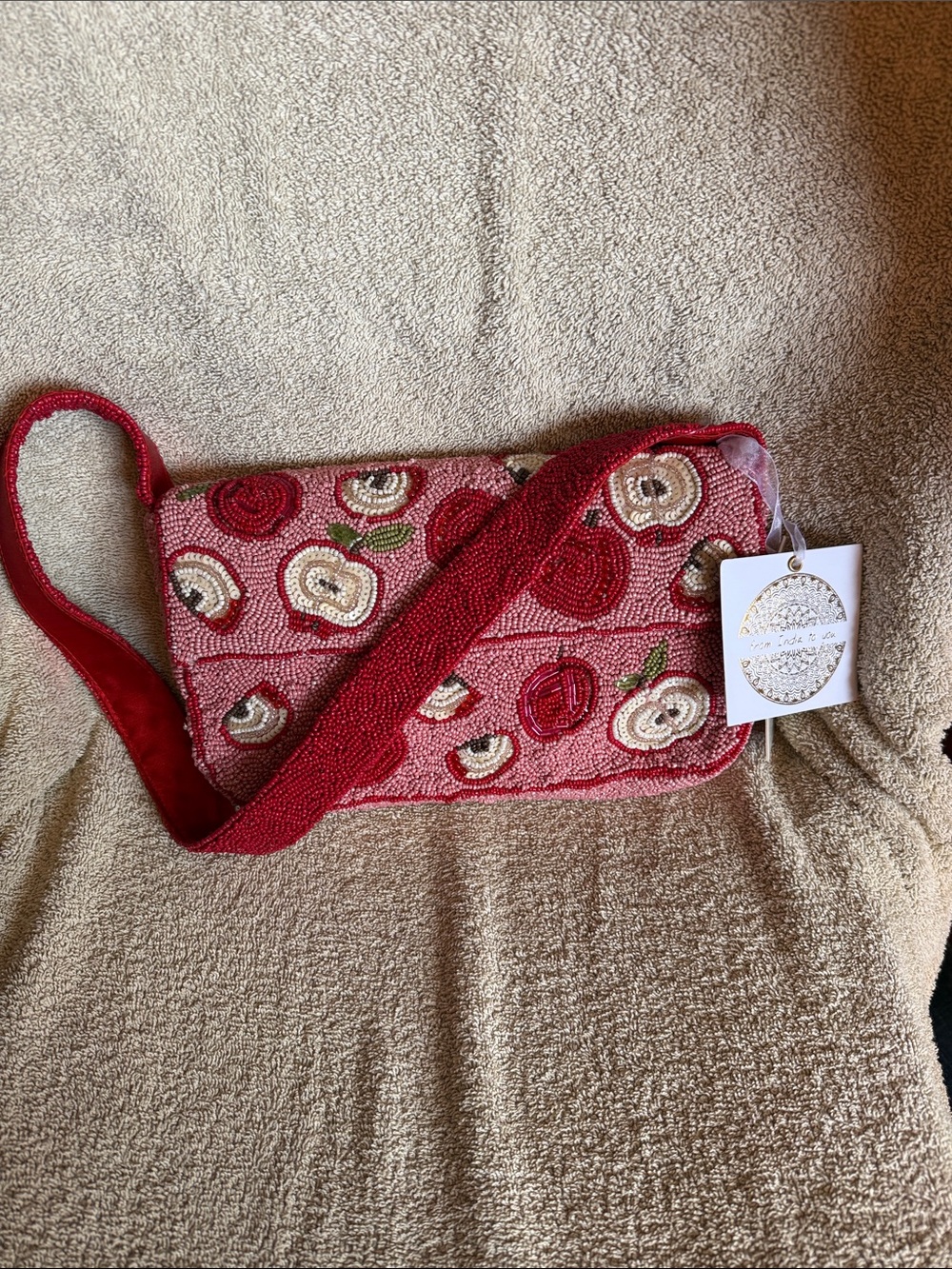 Viral beaded Red Apple Shoulder Bag